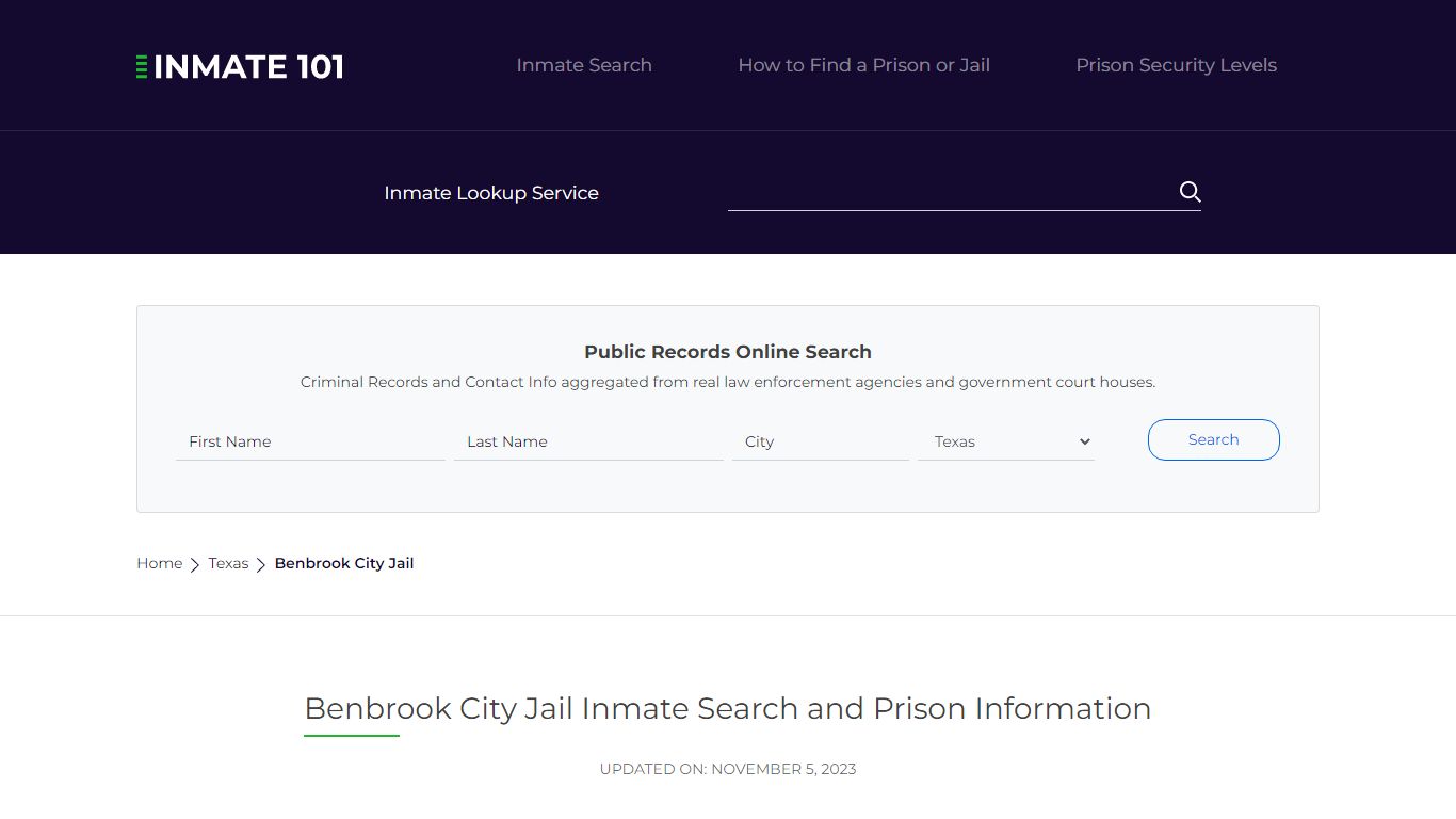 Benbrook City Jail Inmate Search and Prison Information